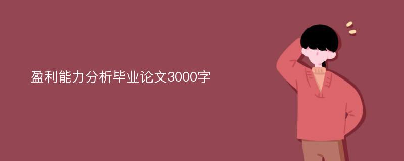 盈利能力分析毕业论文3000字