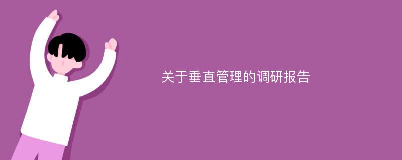 关于垂直管理的调研报告