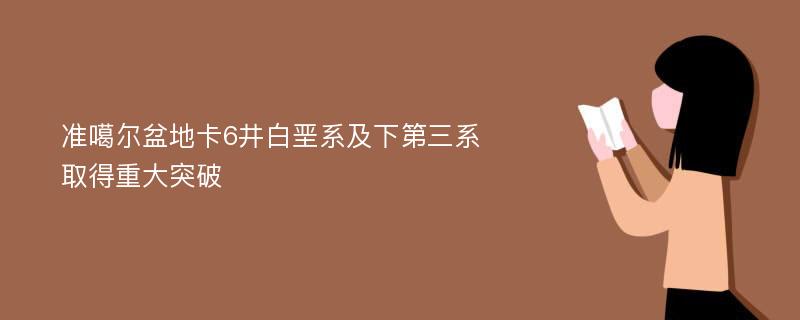 准噶尔盆地卡6井白垩系及下第三系取得重大突破